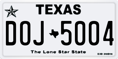 TX license plate DOJ5004