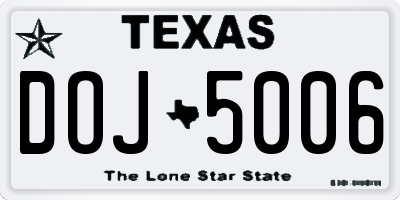 TX license plate DOJ5006