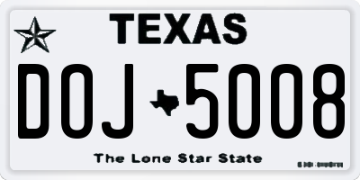 TX license plate DOJ5008