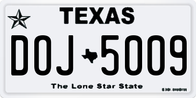 TX license plate DOJ5009