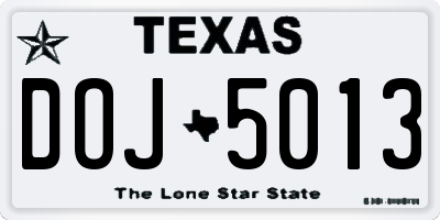 TX license plate DOJ5013