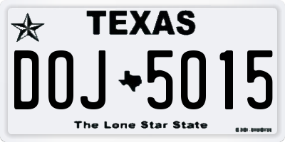 TX license plate DOJ5015
