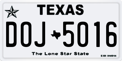 TX license plate DOJ5016