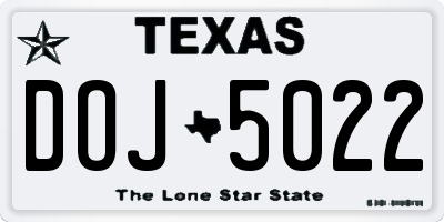 TX license plate DOJ5022