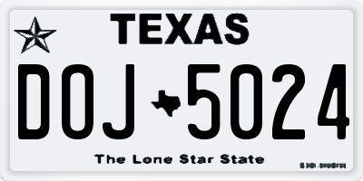 TX license plate DOJ5024