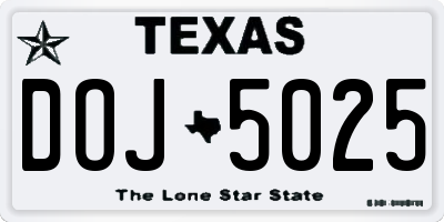TX license plate DOJ5025
