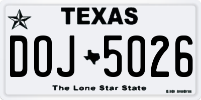 TX license plate DOJ5026