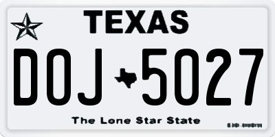 TX license plate DOJ5027
