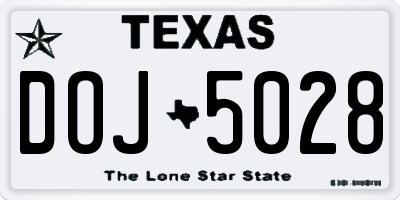 TX license plate DOJ5028