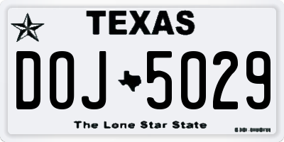 TX license plate DOJ5029