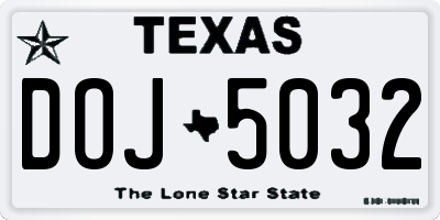 TX license plate DOJ5032