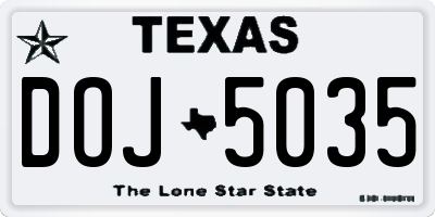 TX license plate DOJ5035