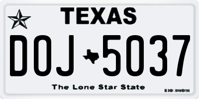 TX license plate DOJ5037