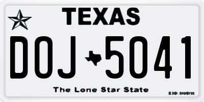 TX license plate DOJ5041