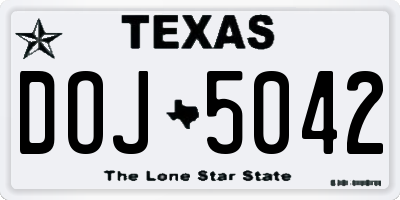 TX license plate DOJ5042