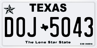 TX license plate DOJ5043