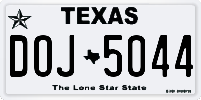 TX license plate DOJ5044