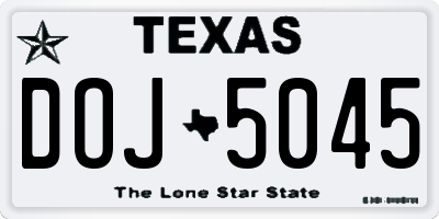 TX license plate DOJ5045