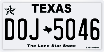 TX license plate DOJ5046