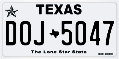 TX license plate DOJ5047
