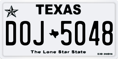 TX license plate DOJ5048