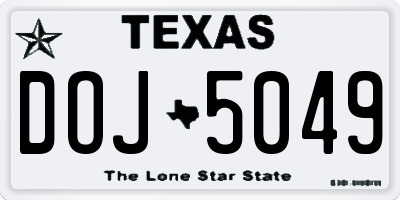 TX license plate DOJ5049
