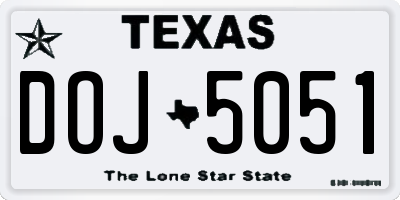 TX license plate DOJ5051