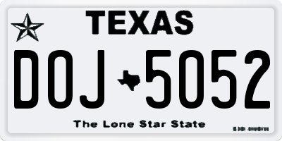 TX license plate DOJ5052