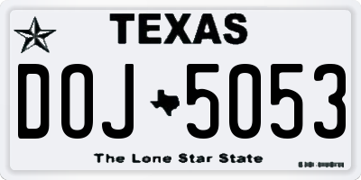 TX license plate DOJ5053