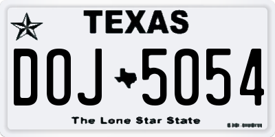 TX license plate DOJ5054