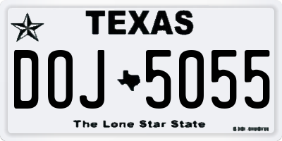 TX license plate DOJ5055