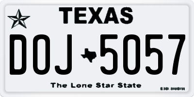TX license plate DOJ5057