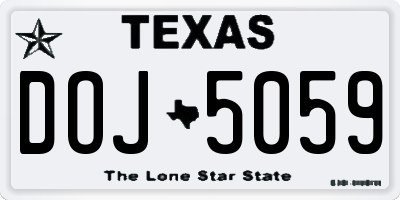 TX license plate DOJ5059