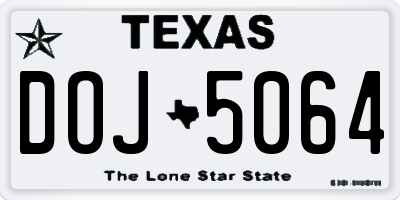 TX license plate DOJ5064