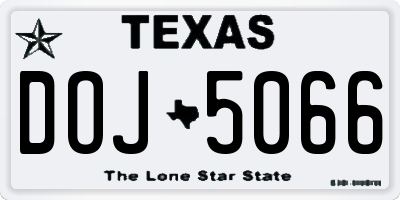 TX license plate DOJ5066