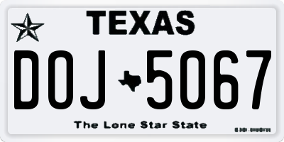 TX license plate DOJ5067