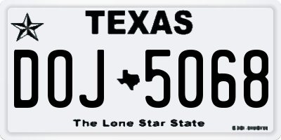 TX license plate DOJ5068