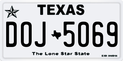 TX license plate DOJ5069