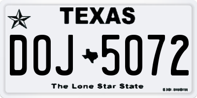TX license plate DOJ5072