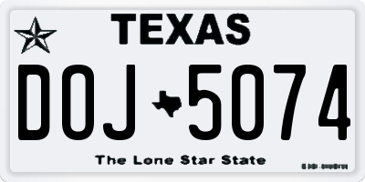 TX license plate DOJ5074