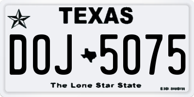 TX license plate DOJ5075