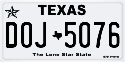 TX license plate DOJ5076