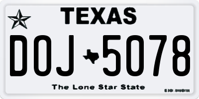 TX license plate DOJ5078