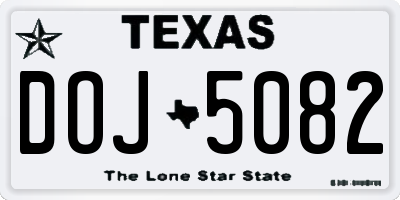 TX license plate DOJ5082