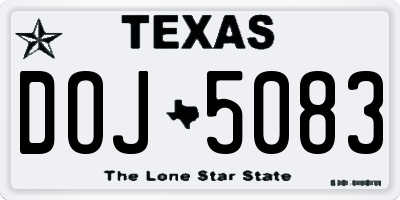 TX license plate DOJ5083