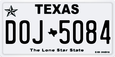 TX license plate DOJ5084