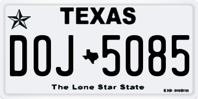 TX license plate DOJ5085