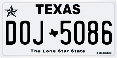 TX license plate DOJ5086