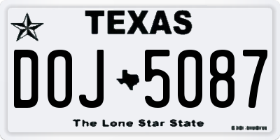 TX license plate DOJ5087