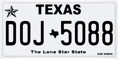 TX license plate DOJ5088